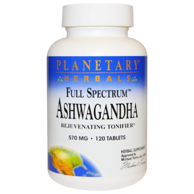 Planetary Herbals Полный спектр, ашваганда, 570 мг, 120 таблеток