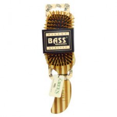 Bass Brushes Изогнутая щётка для волос с деревянными щетинками и полосатой бамбуковой ручкой